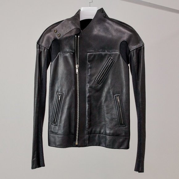 Rick Owens Mixed Leather Motorcycle Jacket - Picture 1 of 8